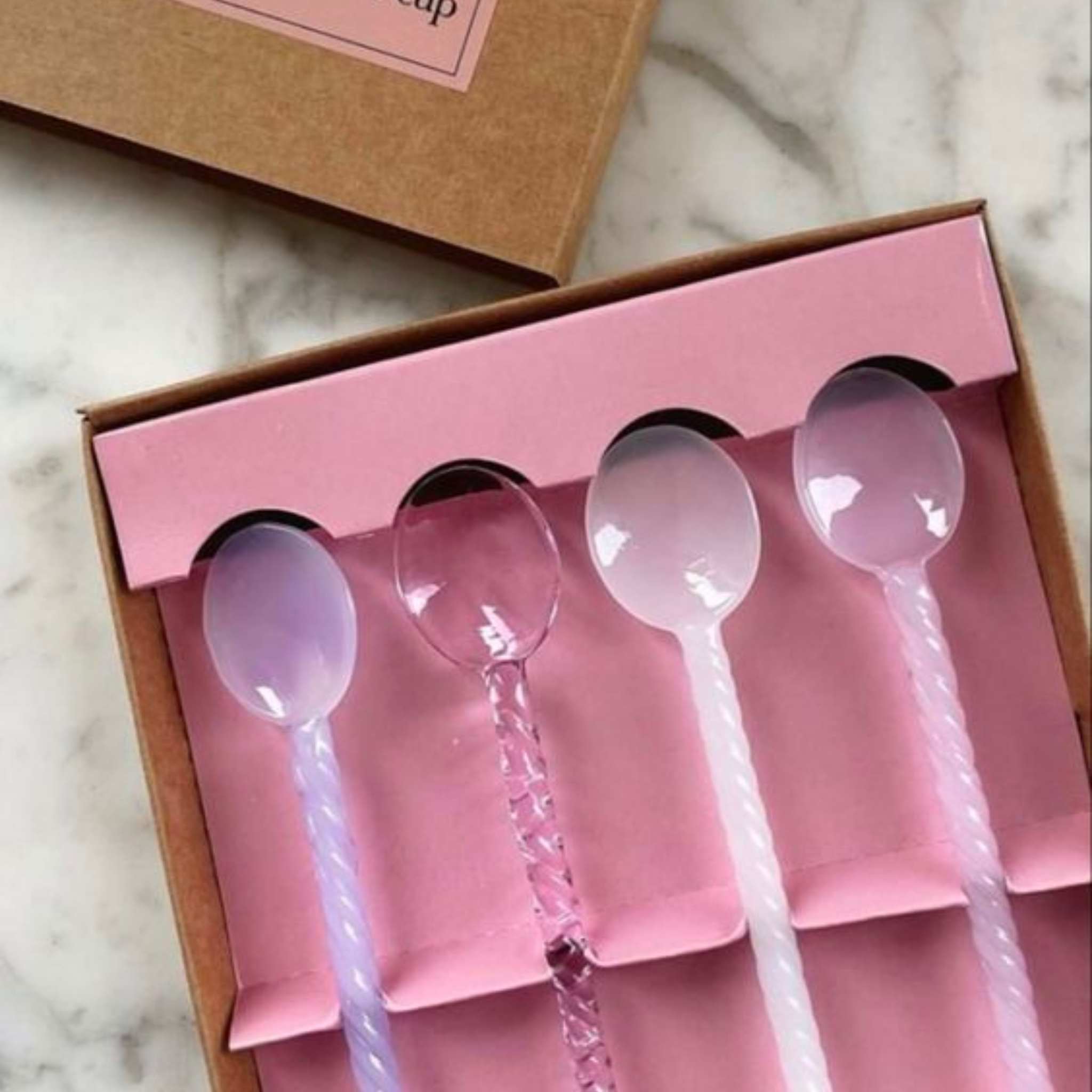 Lepelclub Set of Four Pastel Twisted Spoons Made of 15 cm Bo - Maeva Studio